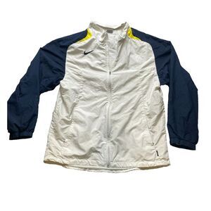 Nike Jacket Adult Extra Large White Navy Full‎ Zip Clima Fit Windbreaker Mens